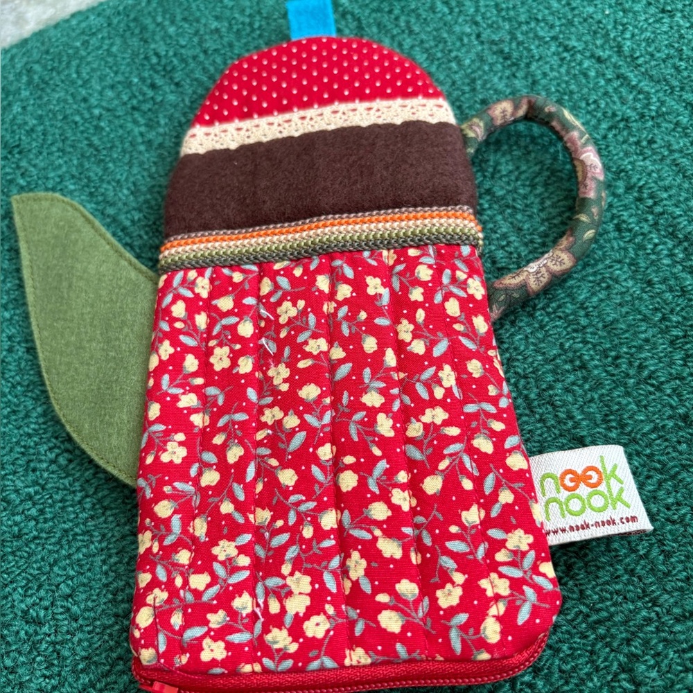 Handcuffed Nook Nook Red Floral Teapot Coin Pouch